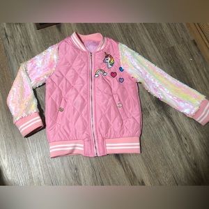 Girls sequin bomber jacket